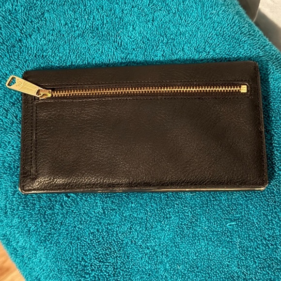 Lauren Ralph Lauren Vintage Black Leather With Gold Accents Women's Wallet - Picture 2 of 8